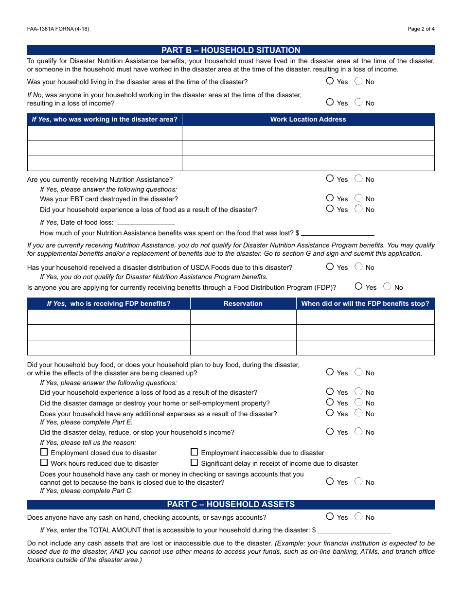 Form FAA-1360A FORNA Appendix 6 Arizona Disaster Nutrition Assistance Program (Dnap) Forms and Desk Aids - Arizona, Page 4