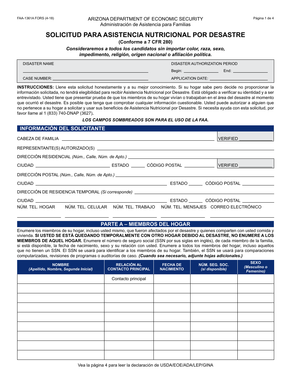Form FAA-1360A FORNA Appendix 6 Arizona Disaster Nutrition Assistance Program (Dnap) Forms and Desk Aids - Arizona, Page 7