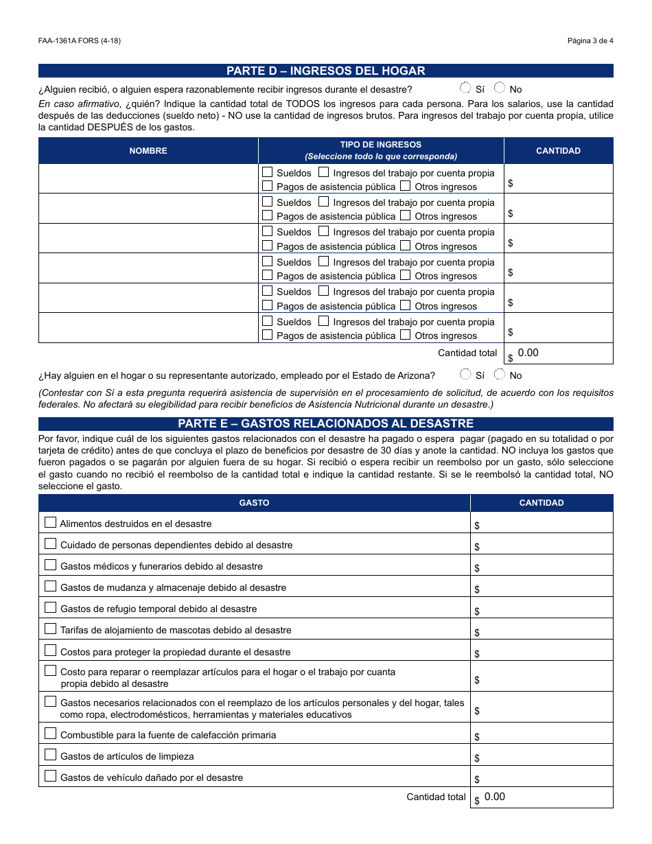 Form FAA-1360A FORNA Appendix 6 Arizona Disaster Nutrition Assistance Program (Dnap) Forms and Desk Aids - Arizona, Page 9