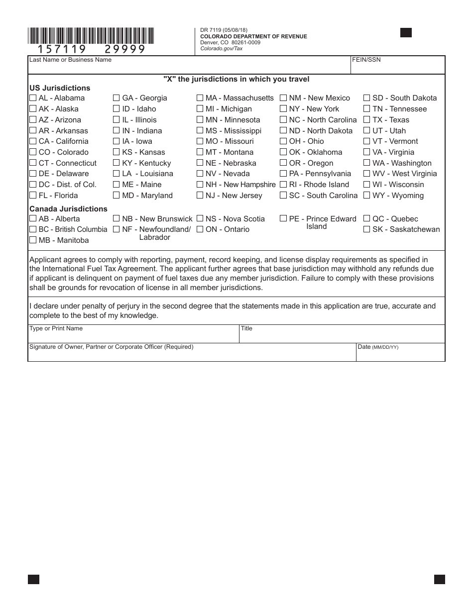 Form DR7119 International Fuel Tax Agreement (Ifta) Registration - Colorado, Page 3
