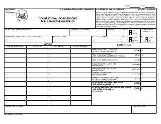 Document preview: NRC Form 5 Occupational Dose Record for a Monitoring Period