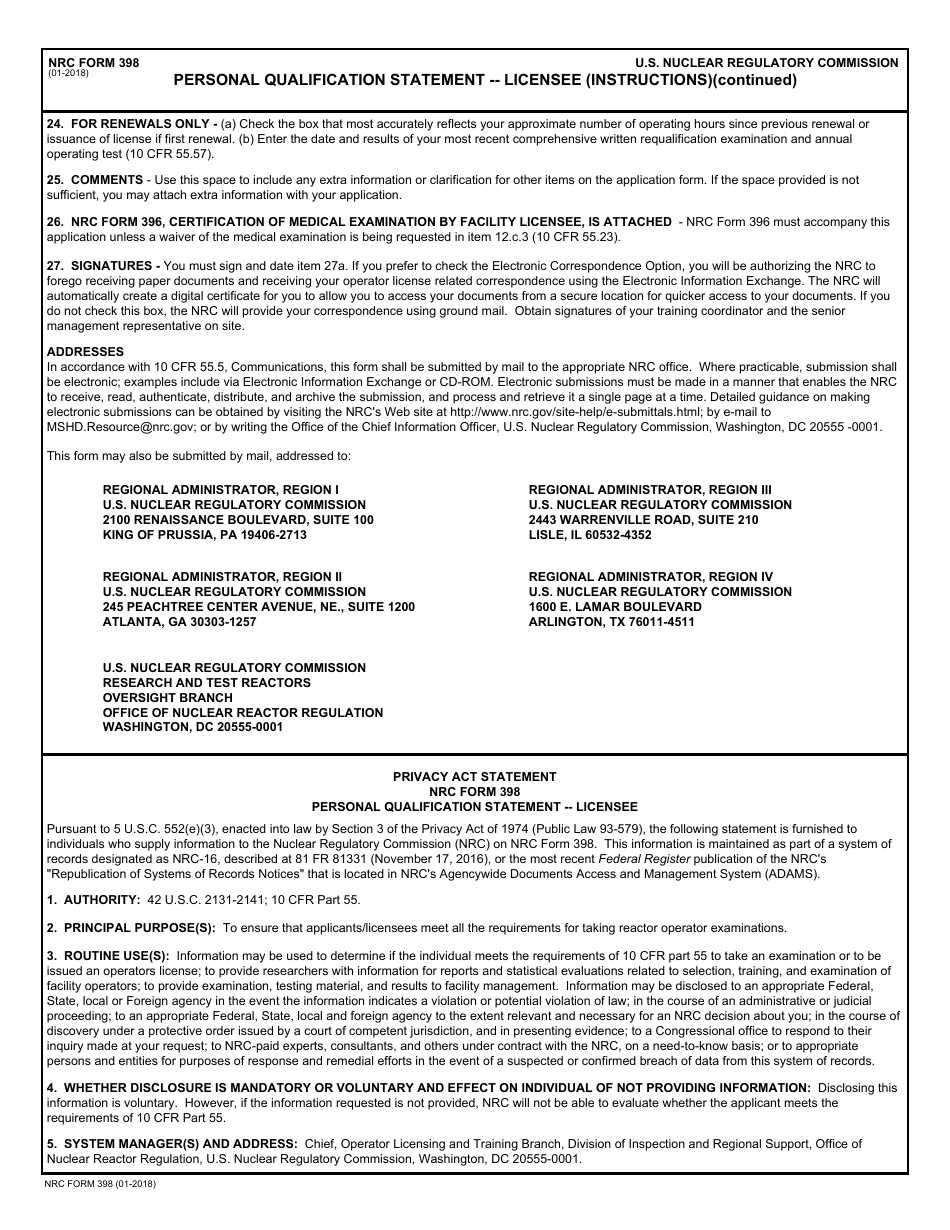 NRC Form 398 - Fill Out, Sign Online and Download Fillable PDF ...