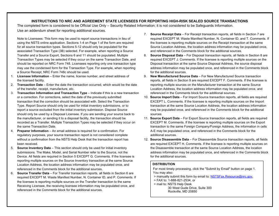 NRC Form 748D National Source Tracking Transaction Report - Dispose Source, Page 4