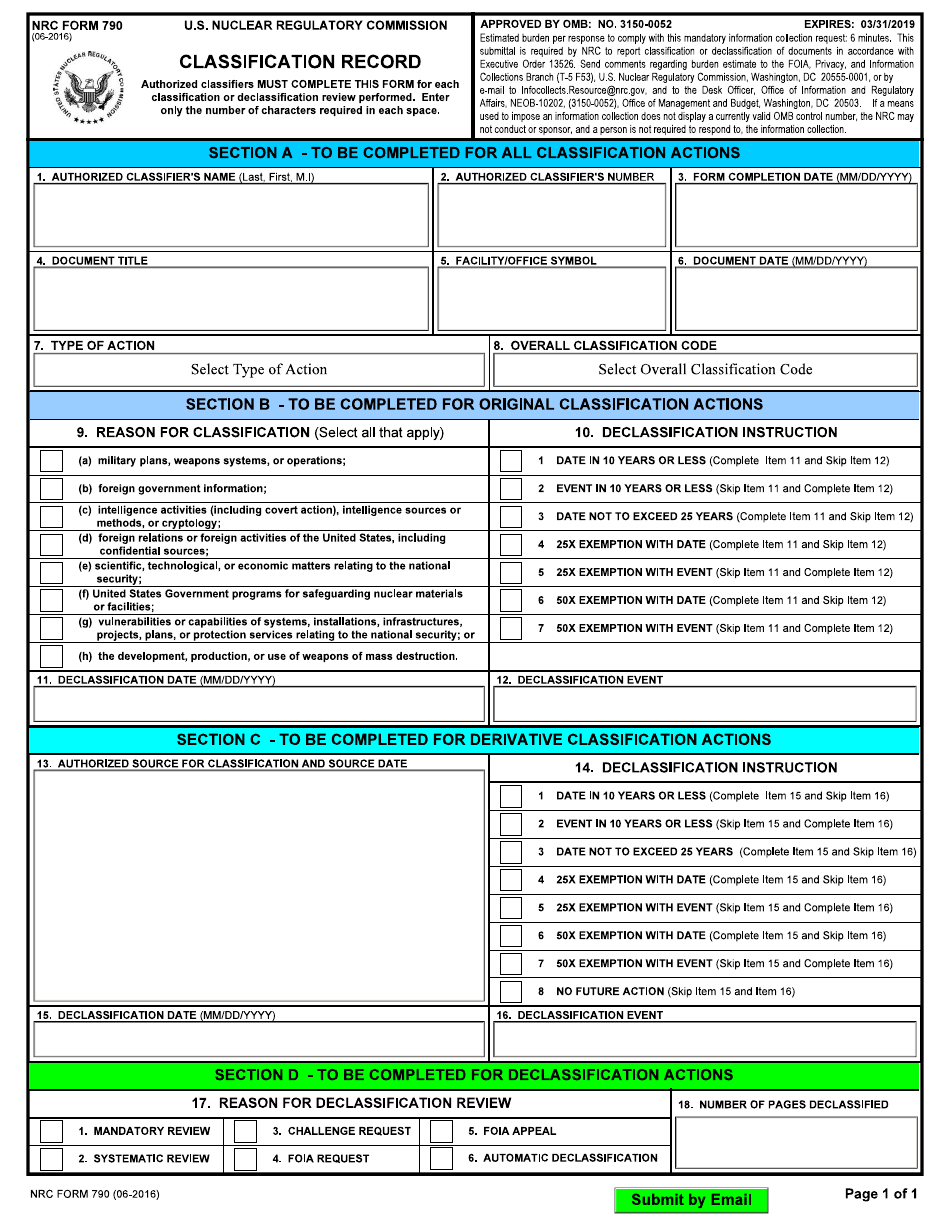 NRC Form 790 Classification Report, Page 3