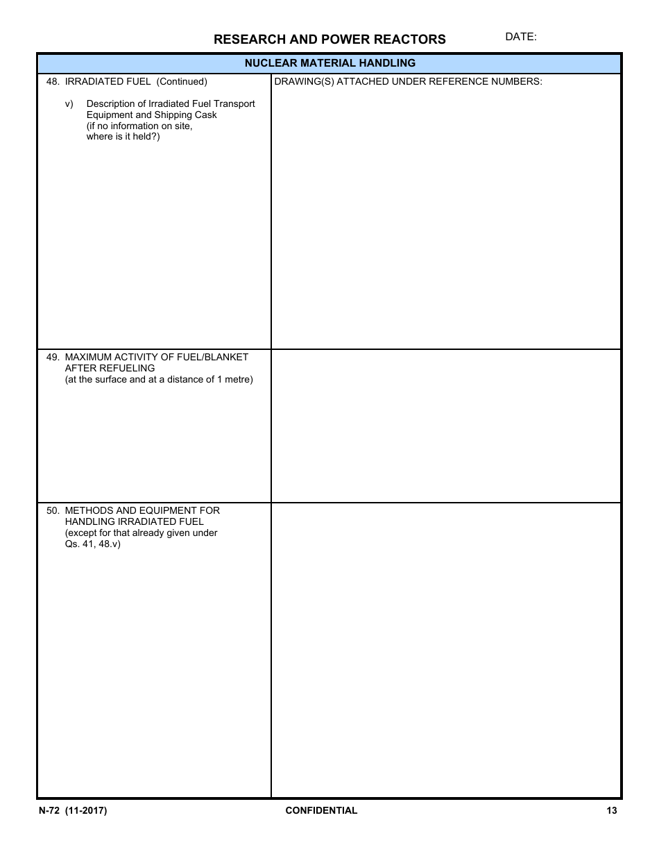 IAEA Form N-72 Design Information Questionnaire, Page 11