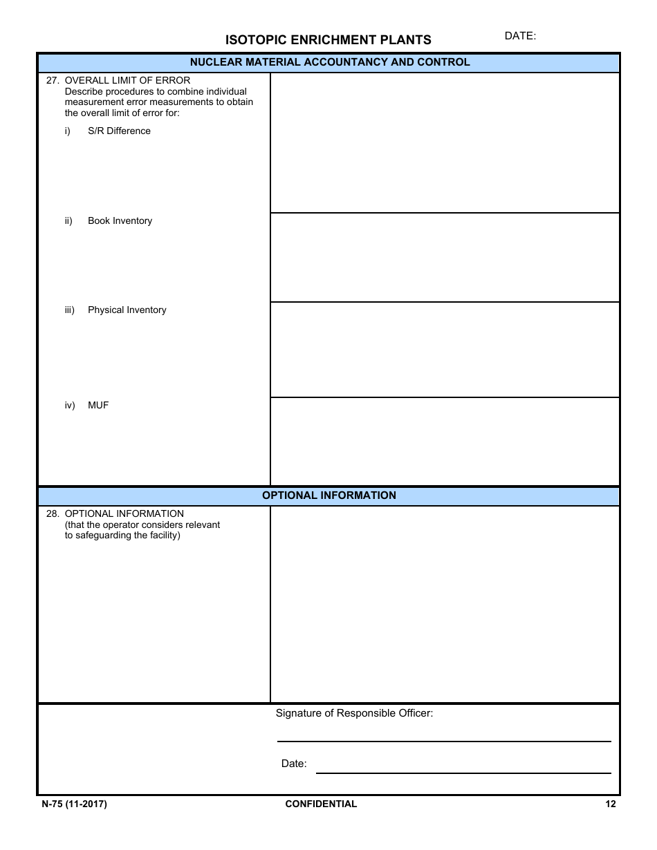 NRC Form N-75 Iaea Design Information Questionnaire - Isotopic Enrichment Plants, Page 10