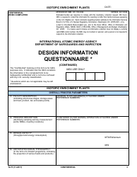 NRC Form N-75 Iaea Design Information Questionnaire - Isotopic Enrichment Plants
