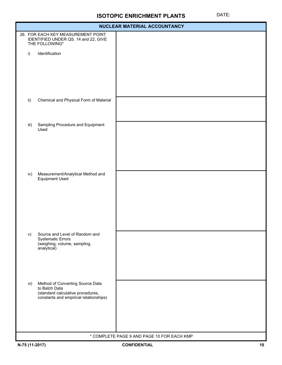 NRC Form N-75 Iaea Design Information Questionnaire - Isotopic Enrichment Plants, Page 8