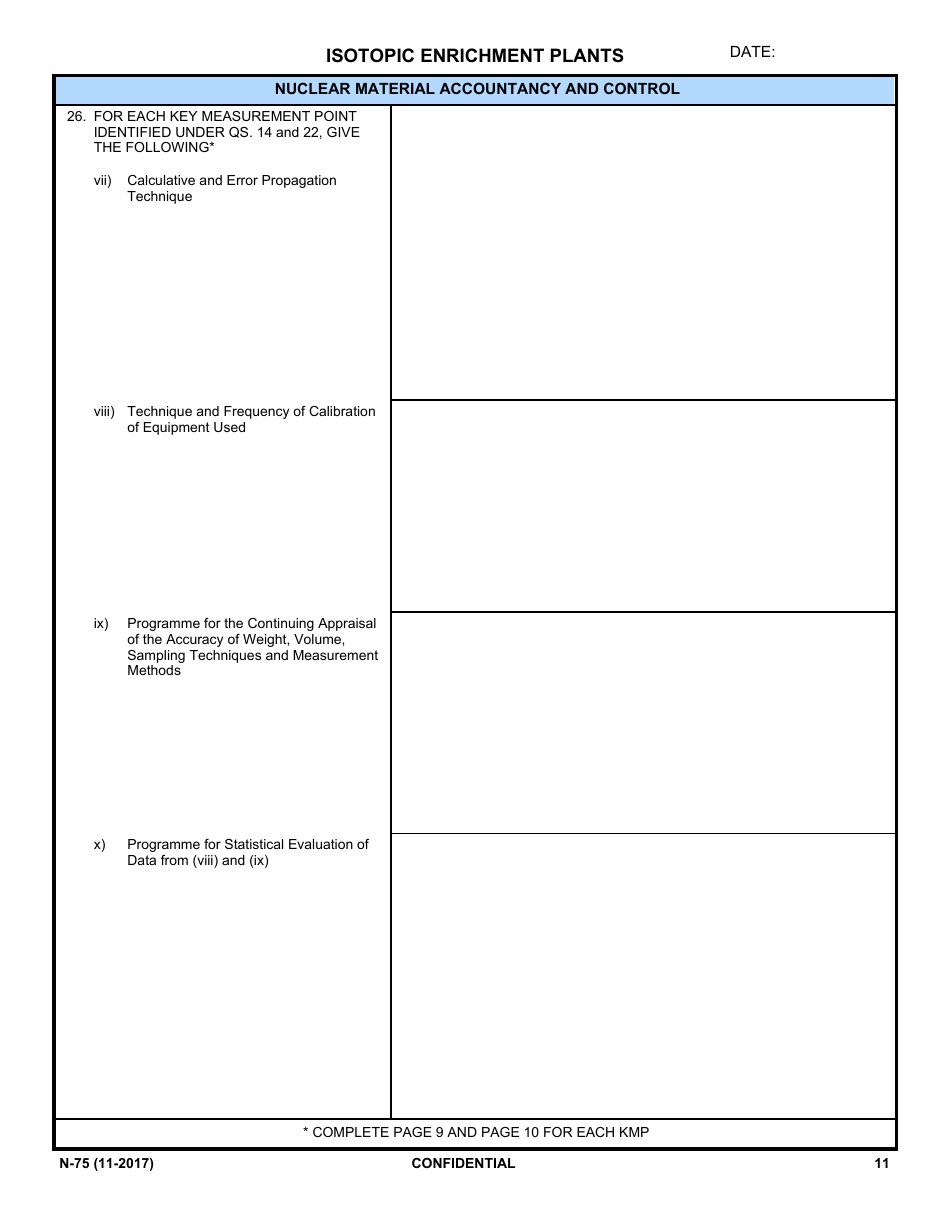 NRC Form N-75 Iaea Design Information Questionnaire - Isotopic Enrichment Plants, Page 9
