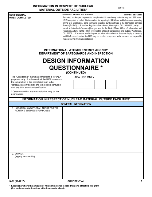 NRC Form N-91  Printable Pdf