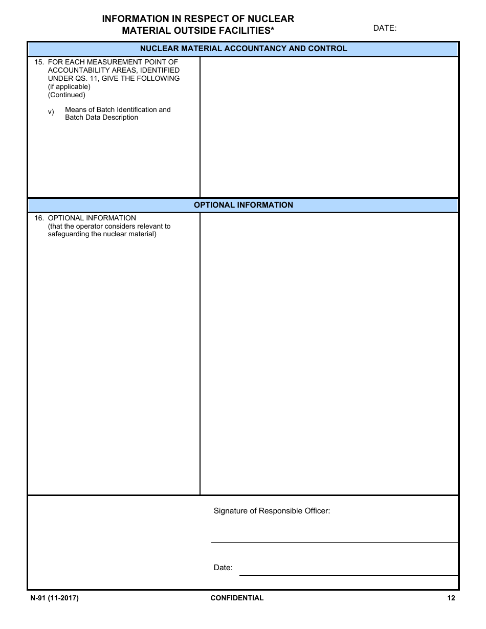 NRC Form N-91 Iaea Design Information Questionnaire - Information in Respect of Nuclear Material Outside Facilities, Page 10