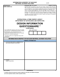 NRC Form N-91 Iaea Design Information Questionnaire - Information in Respect of Nuclear Material Outside Facilities
