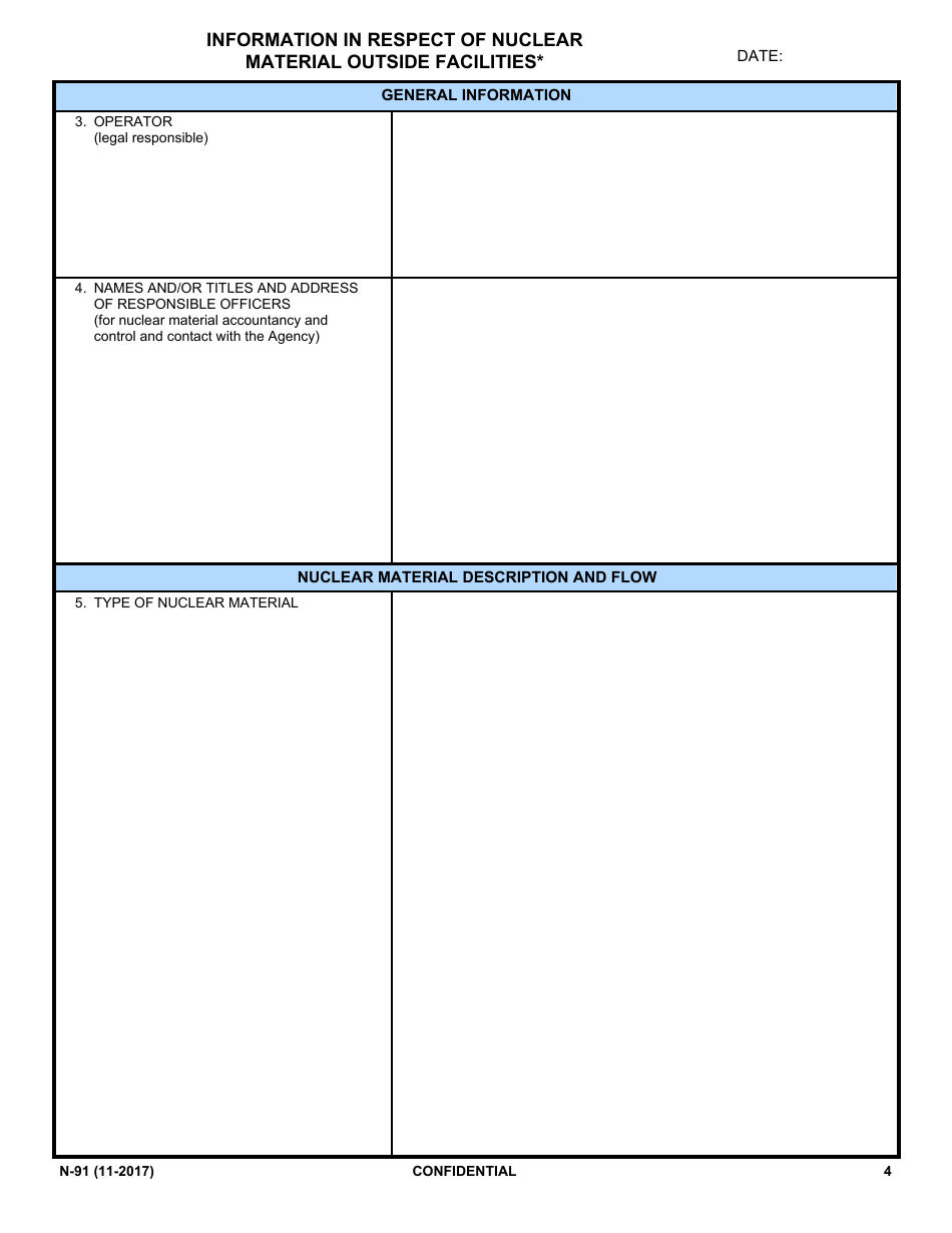 NRC Form N-91 Iaea Design Information Questionnaire - Information in Respect of Nuclear Material Outside Facilities, Page 2