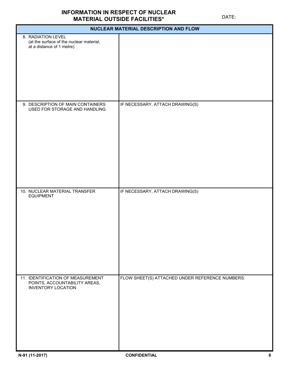 NRC Form N-91 Iaea Design Information Questionnaire - Information in Respect of Nuclear Material Outside Facilities, Page 4