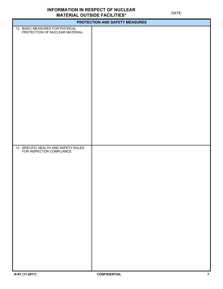 NRC Form N-91 Iaea Design Information Questionnaire - Information in Respect of Nuclear Material Outside Facilities, Page 5