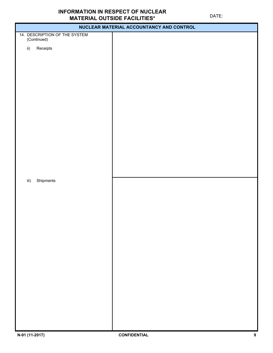 NRC Form N-91 Iaea Design Information Questionnaire - Information in Respect of Nuclear Material Outside Facilities, Page 7