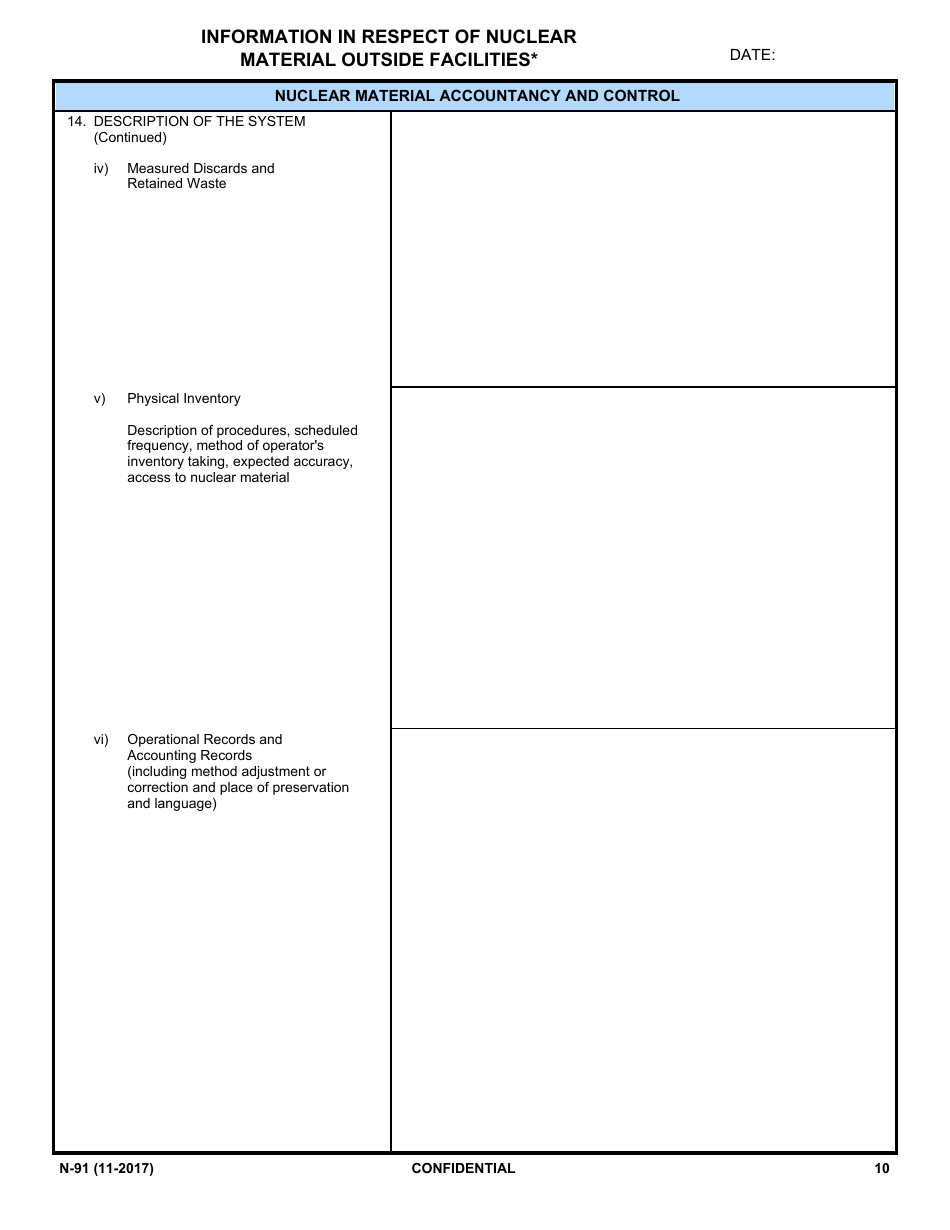 NRC Form N-91 Iaea Design Information Questionnaire - Information in Respect of Nuclear Material Outside Facilities, Page 8