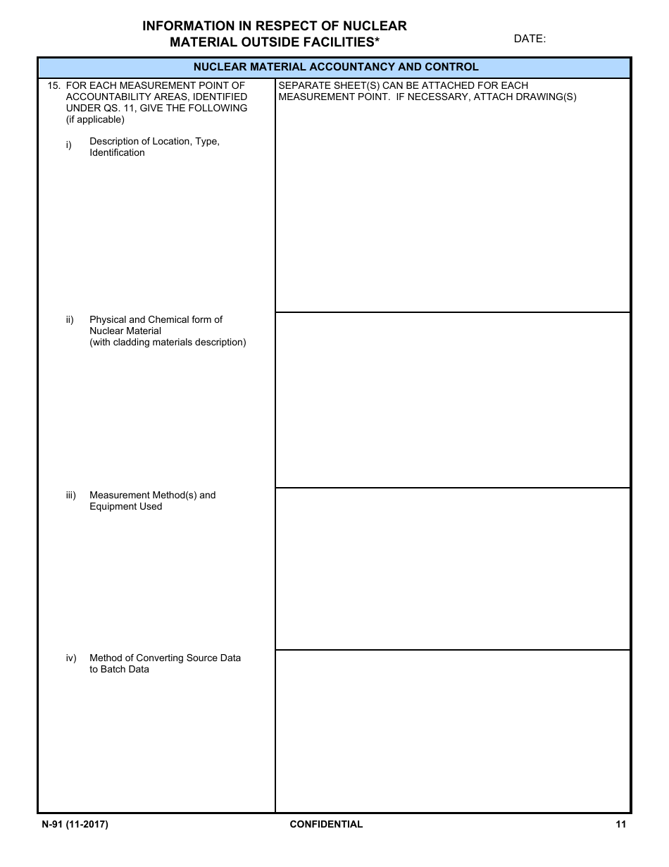 NRC Form N-91 Iaea Design Information Questionnaire - Information in Respect of Nuclear Material Outside Facilities, Page 9