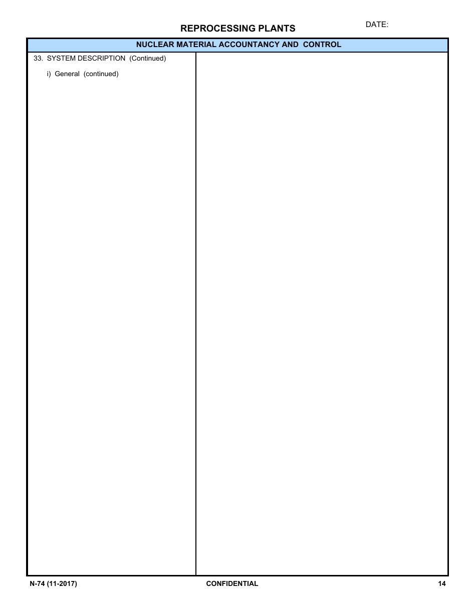 NRC Form N-74 Iaea Design Information Questionnaire - Reprocessing Plants, Page 12