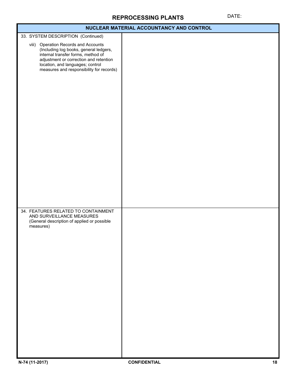 NRC Form N-74 Iaea Design Information Questionnaire - Reprocessing Plants, Page 16