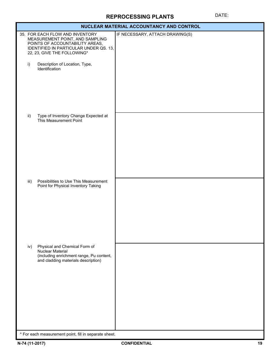 NRC Form N-74 Iaea Design Information Questionnaire - Reprocessing Plants, Page 17