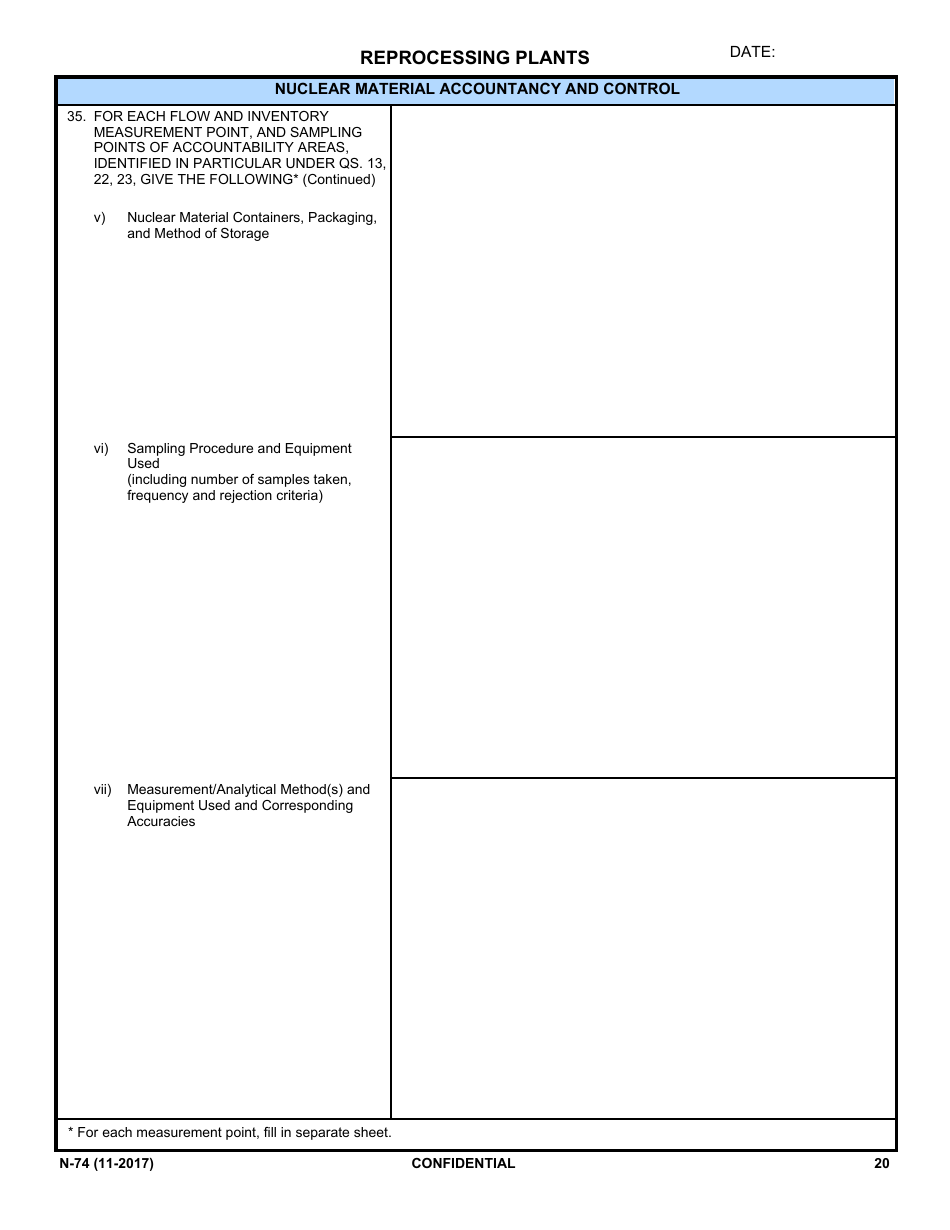 NRC Form N-74 Iaea Design Information Questionnaire - Reprocessing Plants, Page 18