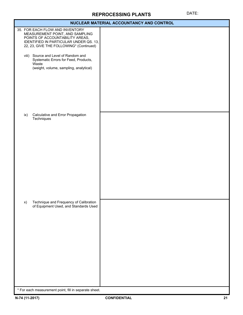 NRC Form N-74 Iaea Design Information Questionnaire - Reprocessing Plants, Page 19