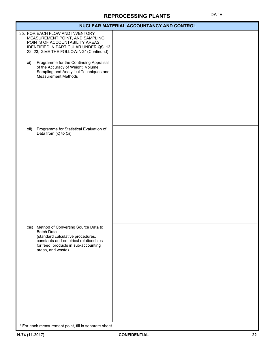 NRC Form N-74 Iaea Design Information Questionnaire - Reprocessing Plants, Page 20