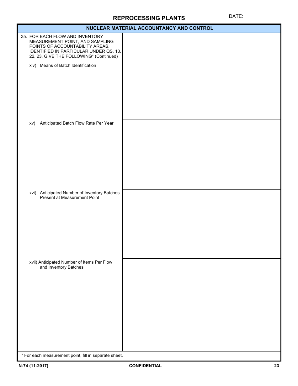 NRC Form N-74 Iaea Design Information Questionnaire - Reprocessing Plants, Page 21