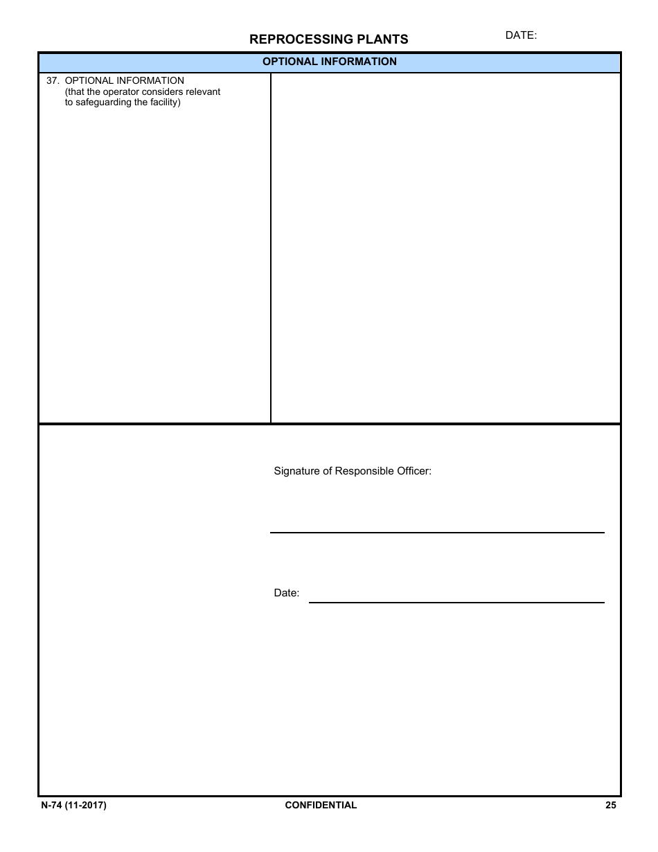 NRC Form N-74 Iaea Design Information Questionnaire - Reprocessing Plants, Page 23