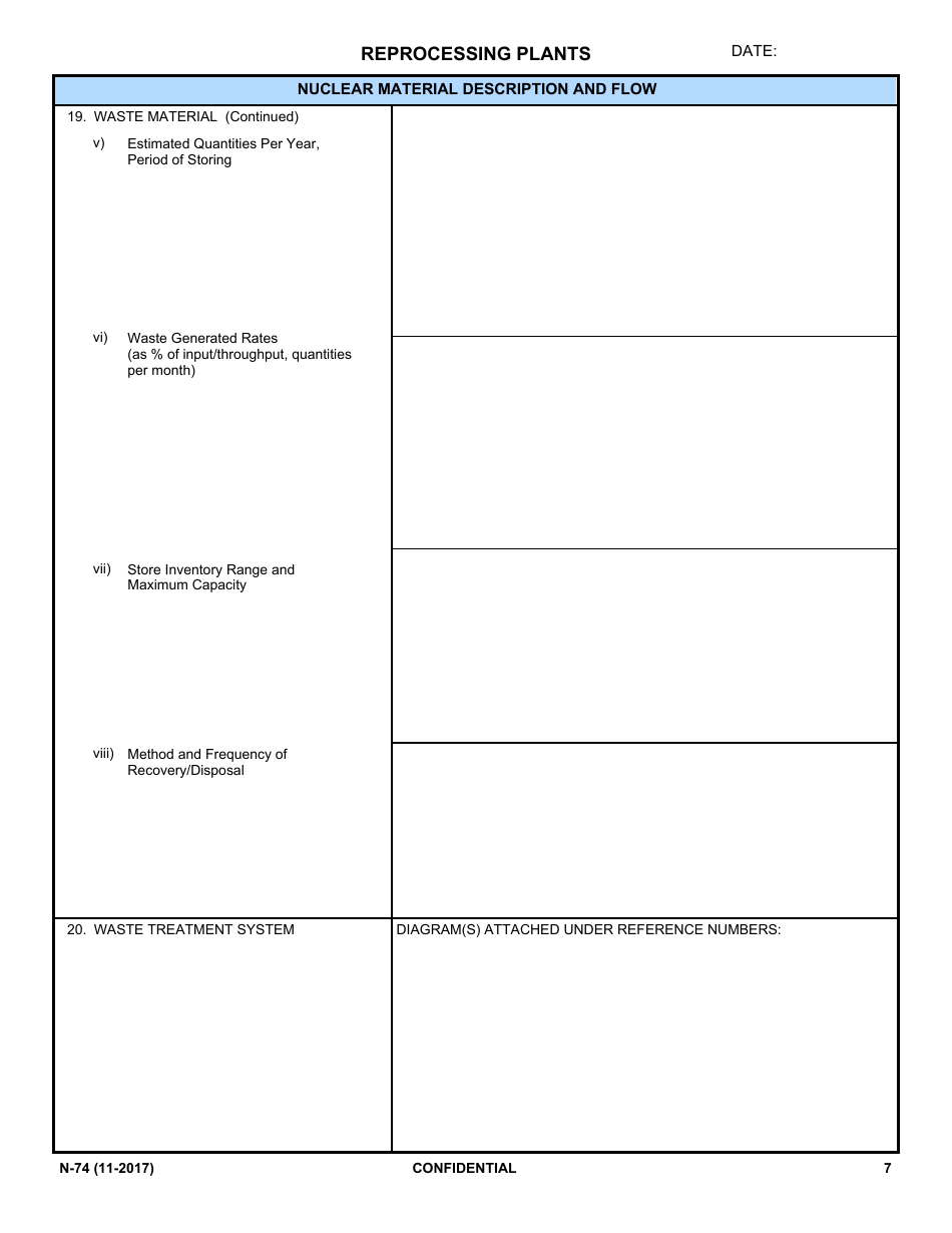 NRC Form N-74 Iaea Design Information Questionnaire - Reprocessing Plants, Page 5