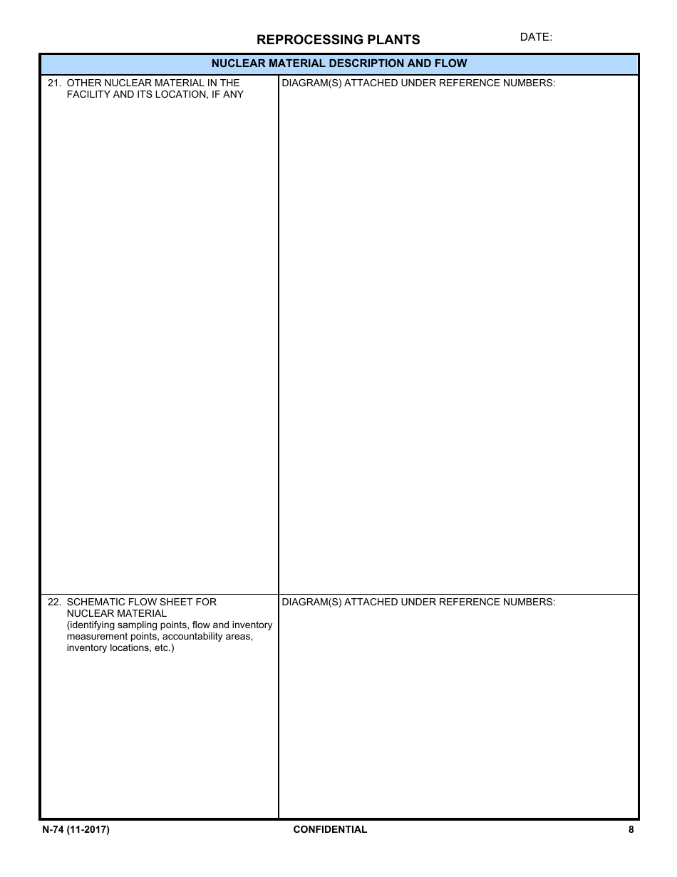 NRC Form N-74 Iaea Design Information Questionnaire - Reprocessing Plants, Page 6
