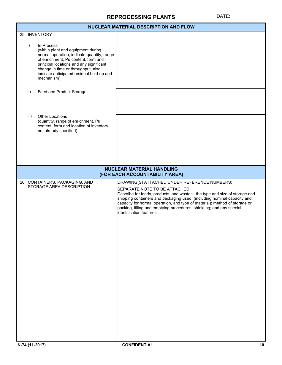 NRC Form N-74 Iaea Design Information Questionnaire - Reprocessing Plants, Page 8