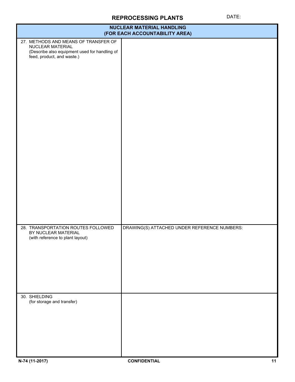 NRC Form N-74 Iaea Design Information Questionnaire - Reprocessing Plants, Page 9