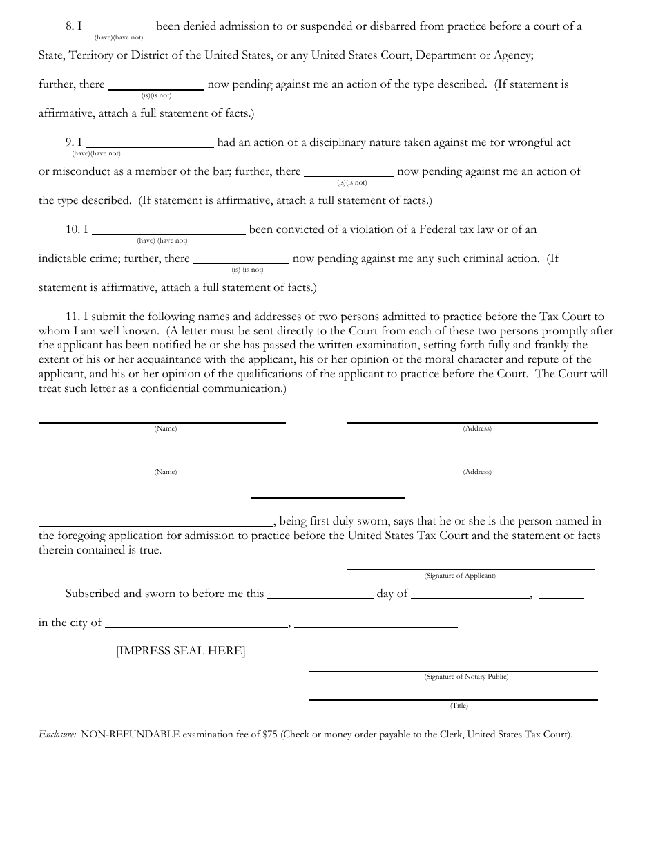 T.C. Form 18-A Application for Admission to Practice for Non-attorneys, Page 5