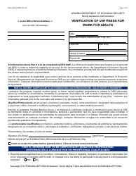 Form FAA-1533A FORFF Verification of Unfitness for Work for Adults - Arizona