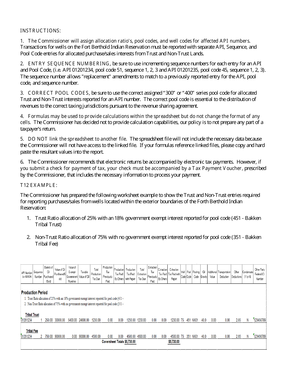 Instructions for Oil and Gas Taxes Reporting - Fort Berthold Reservation - North Dakota, Page 5