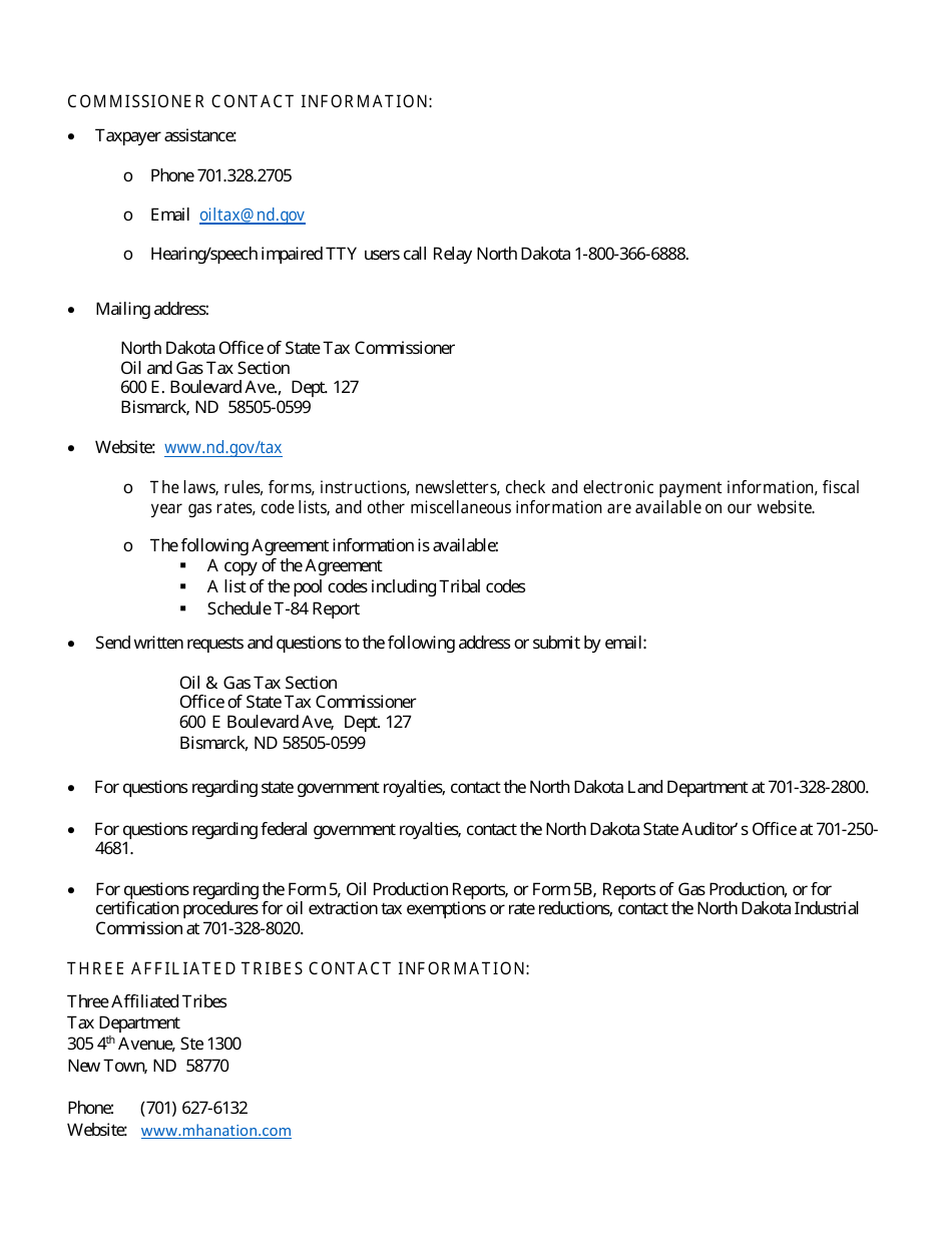 Instructions for Oil and Gas Taxes Reporting - Fort Berthold Reservation - North Dakota, Page 6