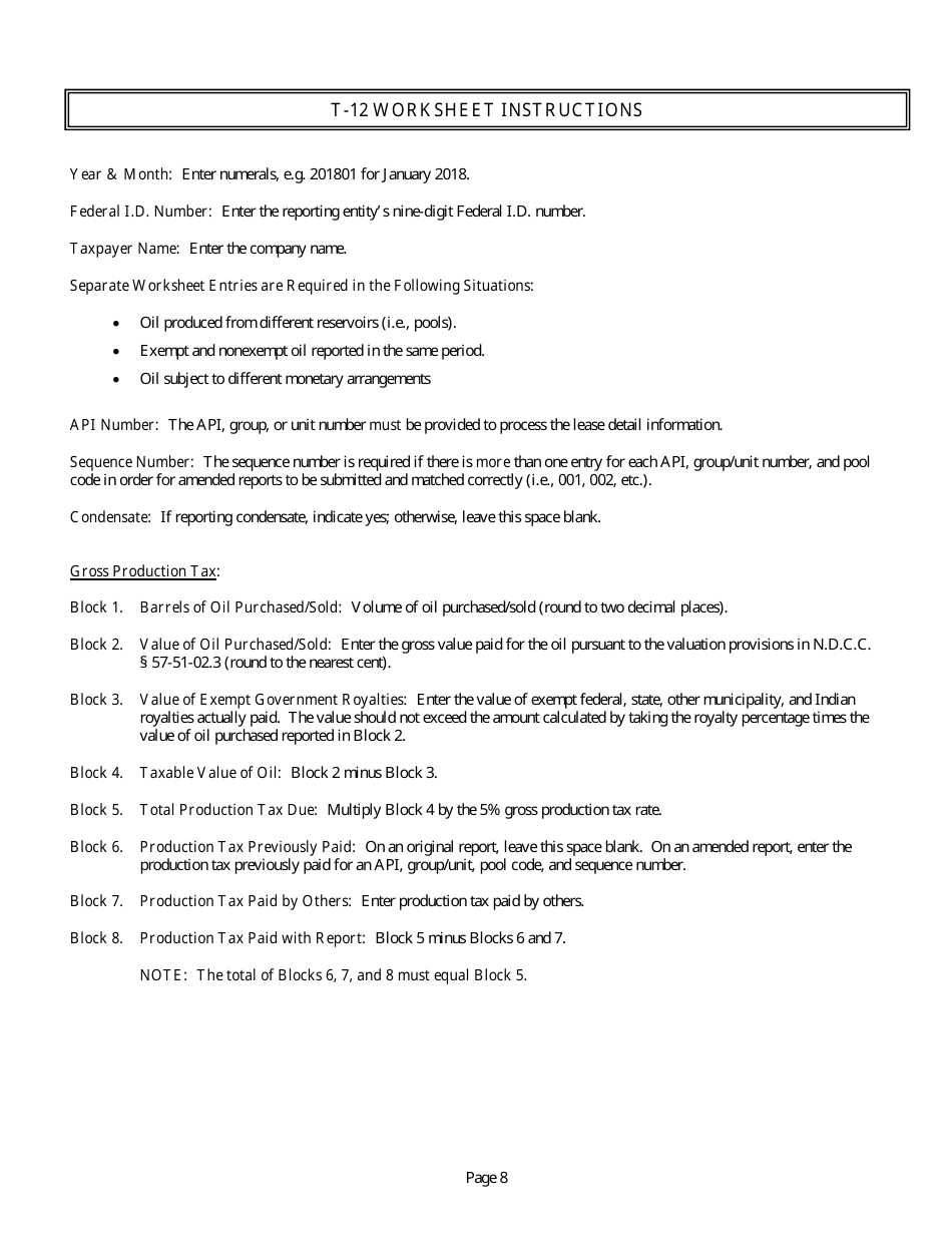 Instructions for Oil and Gas Taxes - North Dakota, Page 10