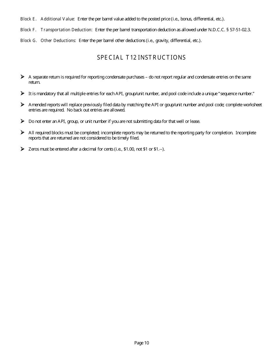 Instructions for Oil and Gas Taxes - North Dakota, Page 12