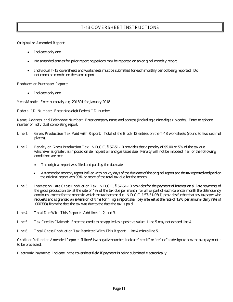 Instructions for Oil and Gas Taxes - North Dakota, Page 13
