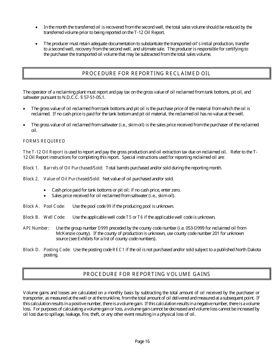 Instructions for Oil and Gas Taxes - North Dakota, Page 18
