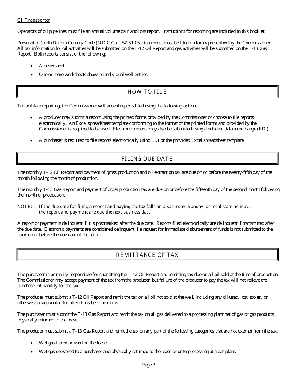 Instructions for Oil and Gas Taxes - North Dakota, Page 5