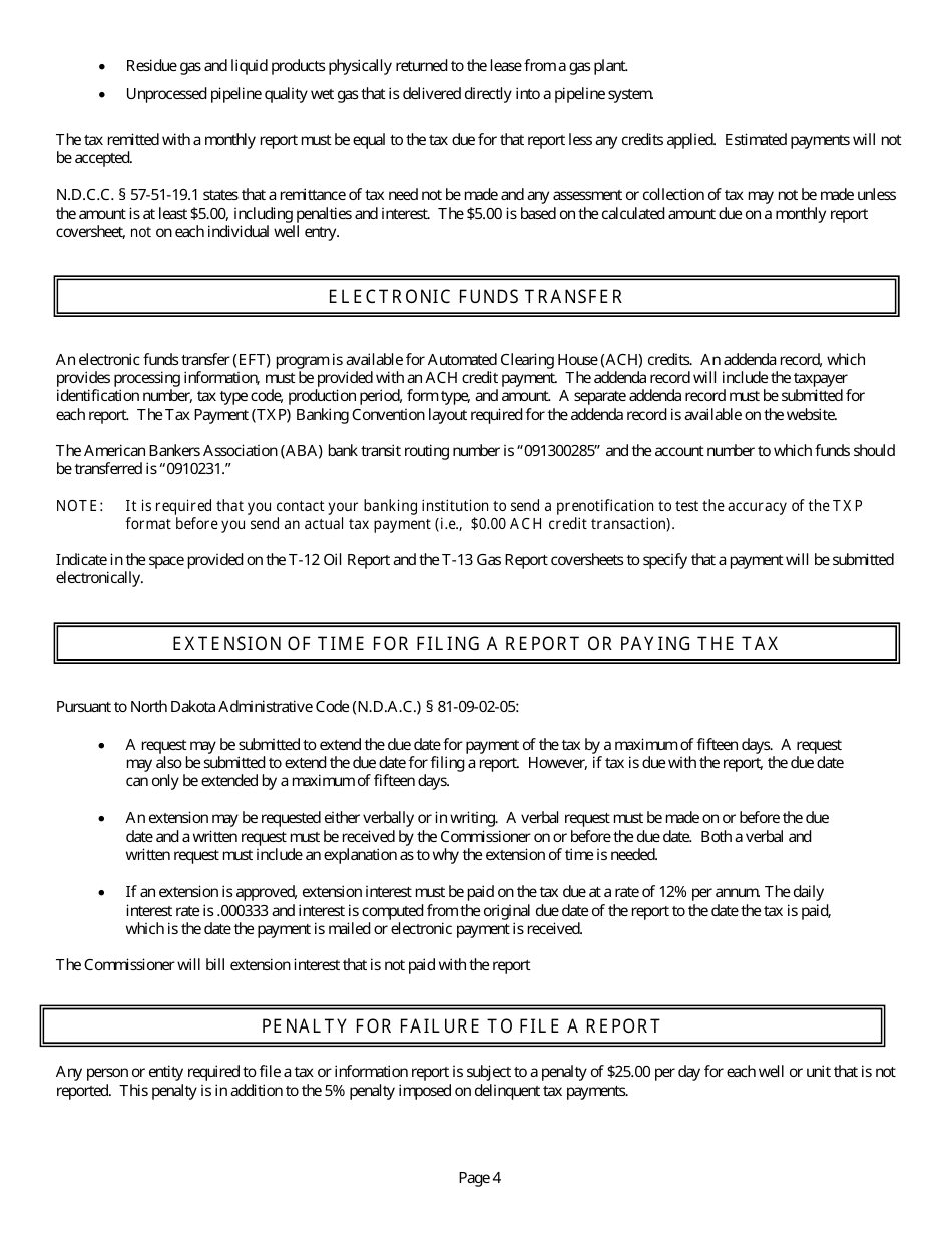 Instructions for Oil and Gas Taxes - North Dakota, Page 6