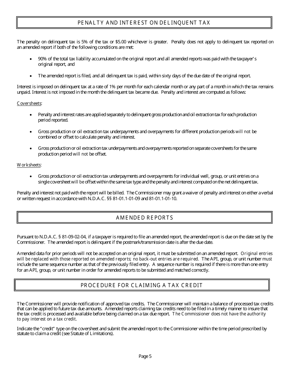 Instructions for Oil and Gas Taxes - North Dakota, Page 7