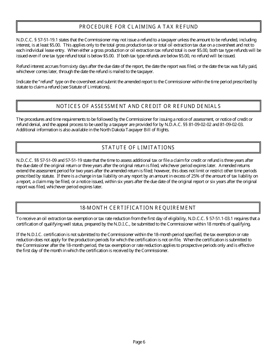 Instructions for Oil and Gas Taxes - North Dakota, Page 8