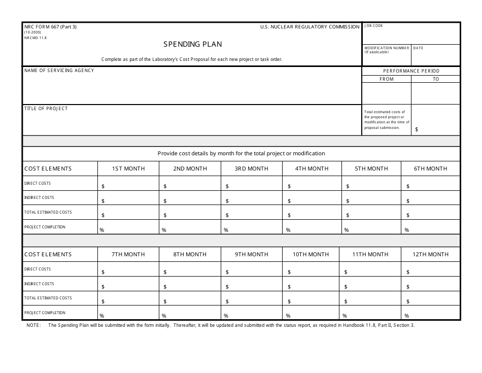 NRC Form 667 Servicing Agency Project and Cost Proposal for NRC Work, Page 3