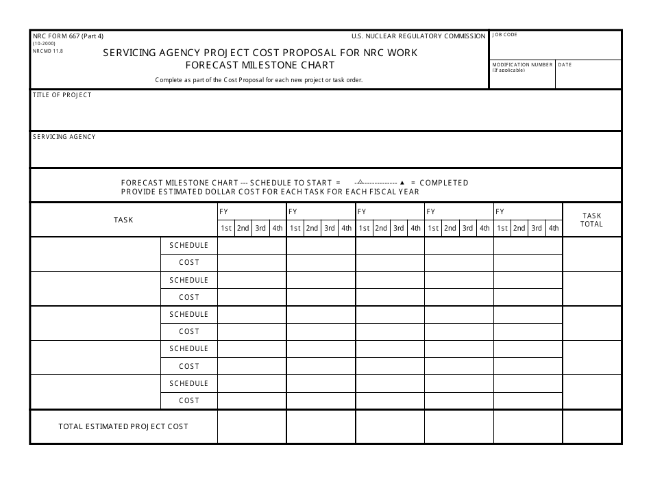 NRC Form 667 Servicing Agency Project and Cost Proposal for NRC Work, Page 4