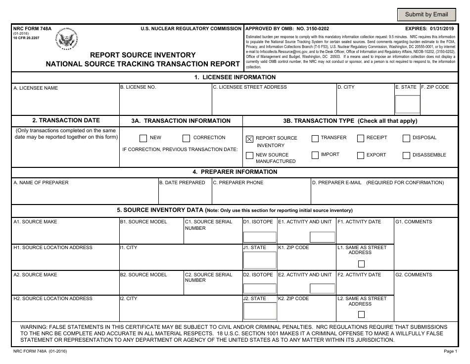 NRC Form 748A - Fill Out, Sign Online and Download Fillable PDF ...