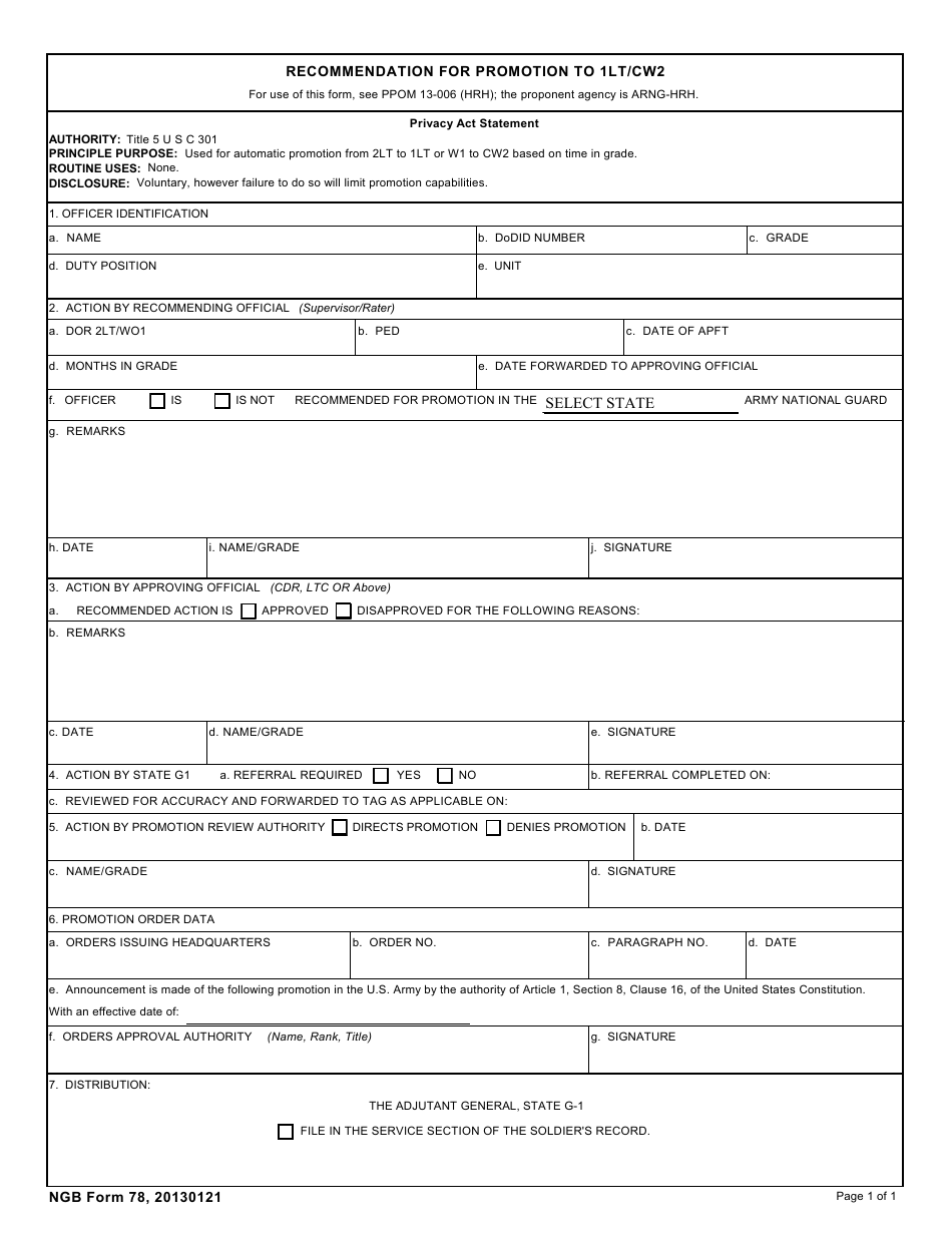 NGB Form 78 - Fill Out, Sign Online and Download Fillable PDF ...